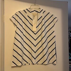 Chevron Striped Blouse in White and Black